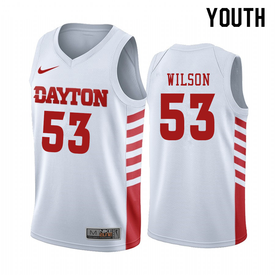 Youth #53 Christian Wilson Dayton Flyers College Basketball Jerseys Sale-White